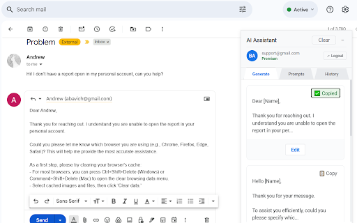 GPT.ga – Email & Messenger ChatGPT Support :: 🤖 AI replies for email, chat & CRM. Save prompts, respond faster, boost productivity — directly in your browser.