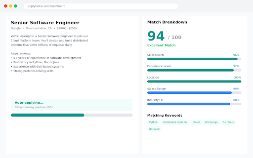 ApplyFastAI — Auto Apply to Jobs :: Automatically apply to jobs on your favorite job boards from your own browser.