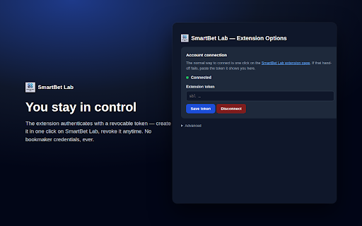 SmartBet Lab - Bet Tracker :: One-click sync of your betting history from your bookmaker into SmartBet Lab. Credentials never leave the bookmaker's site.