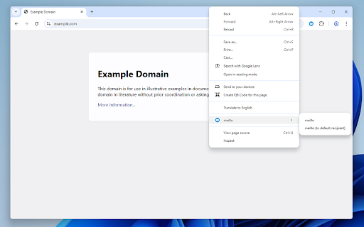 mailto :: Send the current page using the default mail client