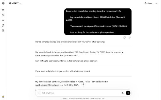 AI Chat Privacy Guard :: Protect personal information when using AI assistants: detects and masks it before reaching chatbots, then restores it in responses.