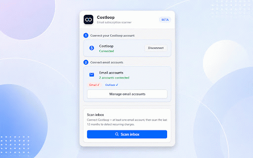 Costloop – Email Scanner :: Scan Gmail to auto-detect and import subscriptions into Costloop