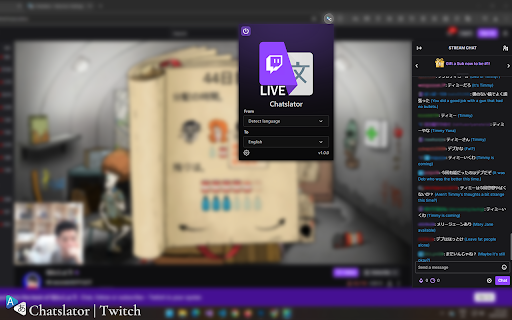 Chatslator: Livestream Chat Translator :: Translates live chat messages in real-time on popular streaming platforms like YouTube, Twitch, and Kick.