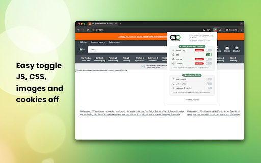 SEO Toggle - An SEO Testing Extension :: SEO testing made easy: Disable JS, CSS, images & cookies. Simulate user-agents, mobile devices and more!