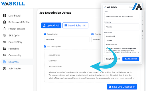 ViaSkill Job Assistant :: Instantly capture job details from major job boards and send them directly to your ViaSkill dashboard.