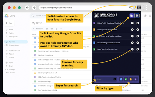 Quick Drive for Google Docs :: Instant access to your most used Google Docs.
