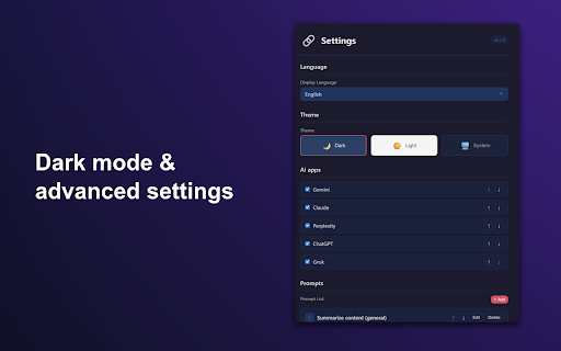 ENUF AILinkPad :: Send any web page URL with custom prompts (placeholder support) to 5 AI services in one tap. No ads, completely free.