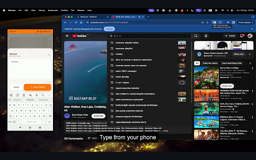 WebPult :: Use your phone as a remote and trackpad for your laptop browser: control video playback, volume, scrolling, mouse and keyboard.