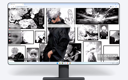 Satoru Gojo - Jujutsu Kaisen Anime Live Wallpaper :: A stylish collage of Satoru Gojo featuring dynamic black-and-white manga panels and a central colored portrait.