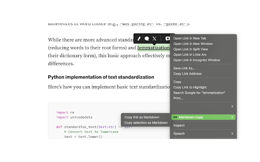 Markdown Copy :: Copy content as Markdown