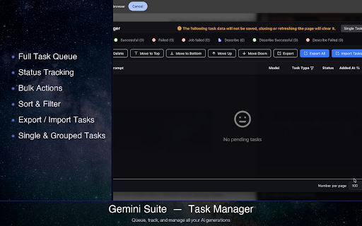 Gemini Suite :: Batch-create and save AI videos and images from Google Gemini. Auto-save, prompt tools, upscale, and more.