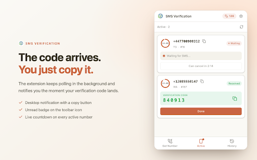 SMS Verification: Temporary Phone Number & OTP Receiver :: Get temporary phone numbers and receive SMS verification codes right from your toolbar. 700+ services, 190+ countries.