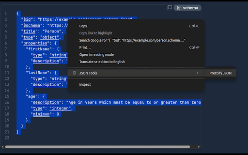 JSON Tools :: Select JSON text from any webpage and prettify it with a right-click context menu