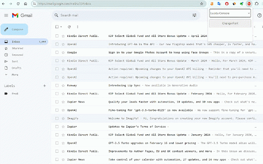 GG Mono :: Change the font and enable monochrome mode in Gmail.