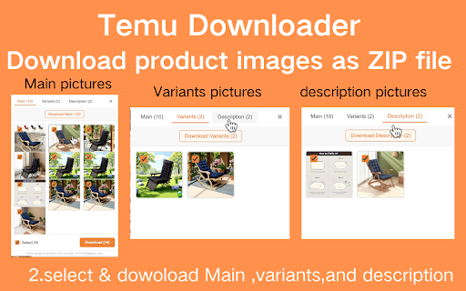 Temu Downloader | Download Product Images as ZIP File :: Temu batch image download, can download description images and product images without watermark. Can be downloaded as a ZIP file.