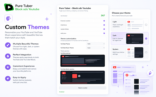Pure Tuber - Block ads Youtube :: Block and skip YouTube ads using MV3 rules and player automation.