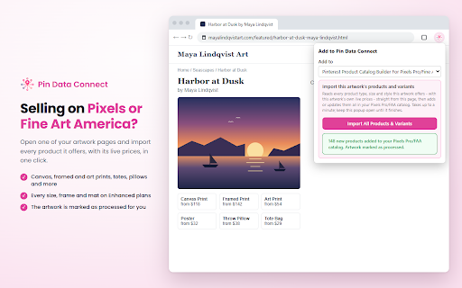 Pin Data Connect - Add to Product Catalog :: Capture any product page and add it to your Pin Data Connect Pinterest, Facebook, Google, or Bing product catalog in one click.