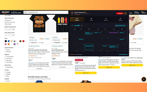 Merch Research Pro :: Supercharge your Merch by Amazon research with auto-sorting, calendar niche triggers, custom filters, BSR display