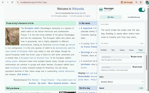 Plainsight: Dyslexia Font, Reading Ruler, Colour Overlay & Dark Mode :: Make any site easier to read: dyslexia fonts, spacing, colour overlays, reading rulers, dark mode, read aloud. Free, no account.