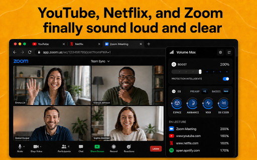 Volume Booster 1000% - Sound Booster & Bass Boost :: Boost browser volume up to 1000% without distortion. Includes smart protection, clean loudness control, and stereo width.
