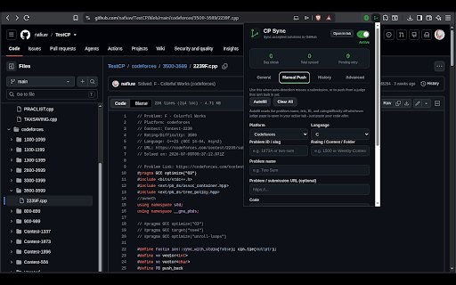CP Sync :: Sync your Accepted submissions from online judges to GitHub automatically.