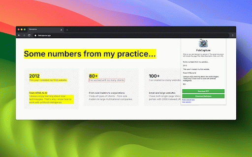 FabCapture – Web Text Extractor :: Capture text elements with metadata and save as various formats.
