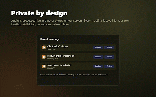 Loquelle: Live Meeting Assistant by NextiqumAI :: Live questions, answers and talking points during any online call, shown in a side panel. Uses your NextiqumAI account.