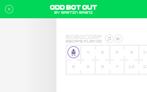 Odd Bot Out Game - Guide the Robot Through 100 Unique Puzzles! :: Help a quirky robot escape a factory through 100 mind-bending puzzles in this charming Chrome game!