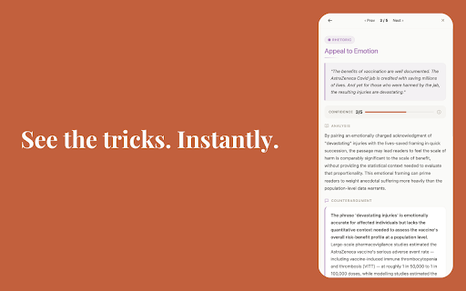 Parallax :: Real-time epistemic annotation — detect rhetorical framing, selective evidence, and persuasion techniques in any content.
