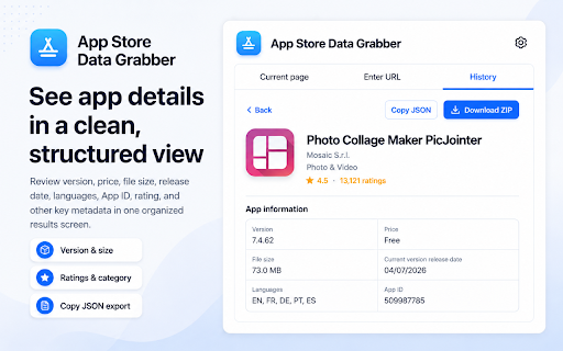 App Store Data Grabber :: Fetch App Store metadata from Apple's iTunes Lookup API.