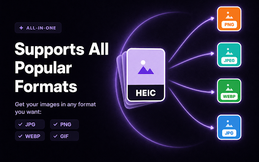 HEIC to JPG & PNG Converter :: Convert HEIC to JPG, PNG and more in one click. A fast batch converter that keeps quality. 100% private, nothing gets uploaded.