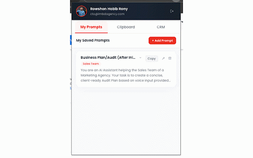 Prompt Vault :: Your ultimate prompt manager. Sync CRM prompts, save custom templates, track clipboard history, and auto-fill inputs instantly.