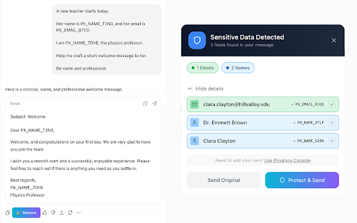 Privalynx Shield – ChatGPT Privacy Guard :: Privacy extension for AI chats. Detects, anonymizes, and restores sensitive data before sending.
