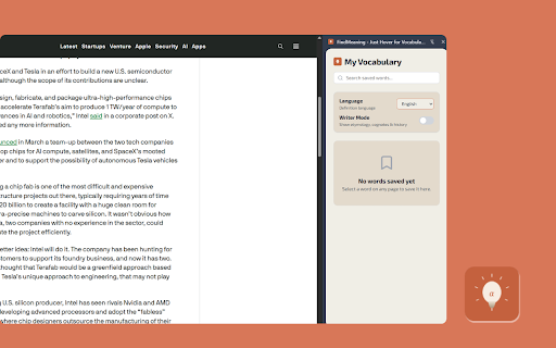 FindMeaning - Just Hover for Vocabulary and translate :: Select or hover over any word to see its meaning. Includes Writer Mode for etymology and historical usage.