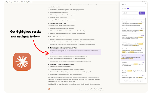 Claude Chat Search & Assistant :: Search within Claude chat conversations, check grammar, and refine prompts with AI assistance