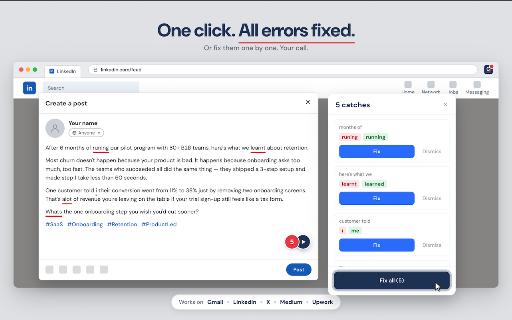 Grammar Checker: No AI Rewrites :: Catch spelling, grammar, and punctuation errors in one click - without AI rewriting your sentences.