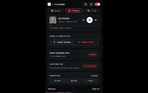 Crossfade – Smart Media Control :: Watching a video? Crossfade automatically lowers or pauses your music and brings it back when you're done.