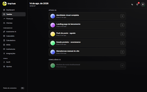 SnipTask :: Controle financeiro para freelancers