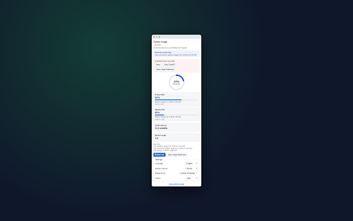 Codex Usage Meter :: Shows your ChatGPT Codex usage limits and credits at a glance. Unofficial, not affiliated with OpenAI.