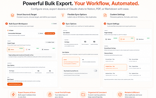 AISaver: Claude Exporter for Notion, Obsidian & PDF :: Bulk export Claude AI chats to Notion, Obsidian, Markdown, and PDF. Local-first, private, and fast.