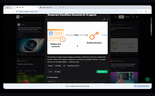 Yomi — Latest in Tech on Every New Tab :: An open, community-friendly feed of the latest tech articles on every new tab. Aggregated from hundreds of developer blogs.