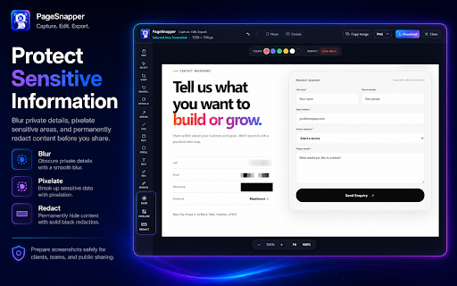 PageSnapper: Capture, Edit & Export :: Capture full pages, selected areas, elements, and visible screens. Edit, redact, compose, and export locally.