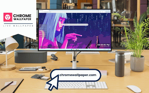 Pixel Blade Runner Live Wallpaper :: Neon hologram with silver hair points accusingly at detective amid cyberpunk cityscape.