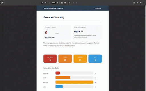 Tyre Kicker - Security Scanner :: Offline security scanner. Detect API keys, CVEs, config issues. No external API calls. For authorized testing only.
