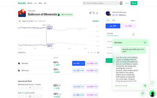Billy Bet's Assistant :: Convert pricing to American or Decimal odds format, chat with Billy Bets, and see arb opportunities against sportsbooks.