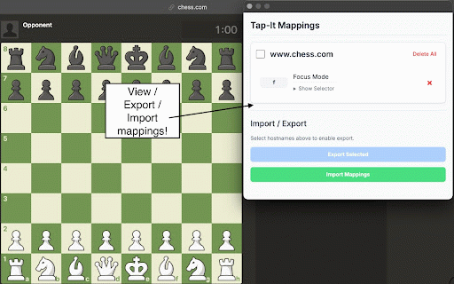 Tap-It :: Map keyboard keys to click elements on specific websites.