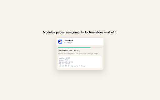 UNIMING Sync :: Sync your Canvas, Moodle, Blackboard or Brightspace subjects into your own UNIMING account with the login you already have.
