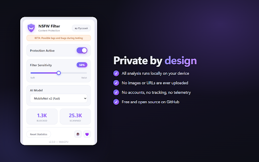 NSFW Filter :: AI-powered NSFW content blocker. Real-time protection from pornography, hentai, and explicit images.