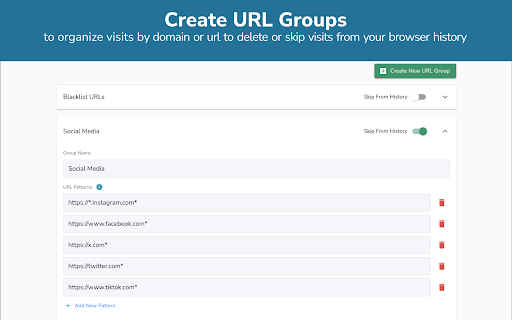 Advanced Browser History :: View history as a tree, skip URLs from history, bulk-delete visits, search by URL or title, filter by domain or day, and group sites