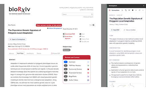 Tomesphere :: TLDR, citations, linked entities, and similar papers shown beside the research paper you're reading.